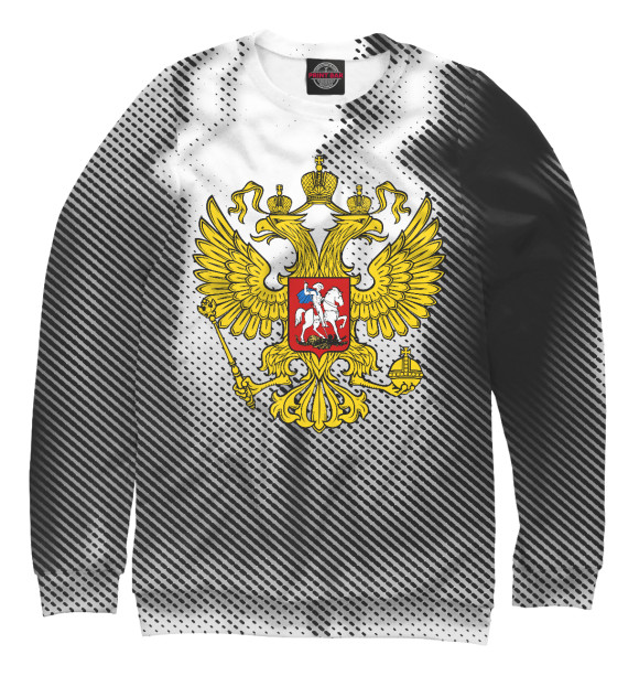 Свитшот для мальчиков с изображением ГЕРБ РФ +sport цвета Белый