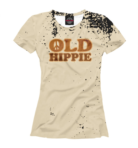 Женская футболка с изображением Old Hippie Peace Sign цвета Белый