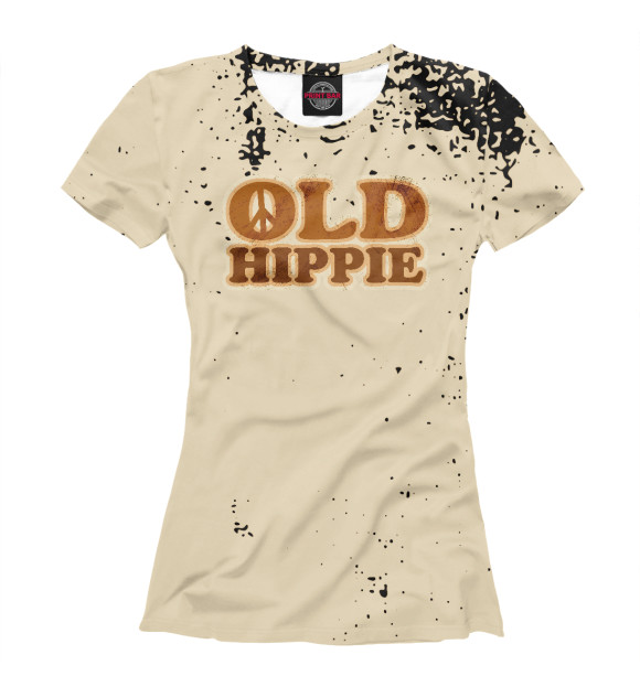 Футболка для девочек с притом Old Hippie Peace Sign цвета Белый Футболка для девочек с изображением Old Hippie Peace Sign цвета Белый