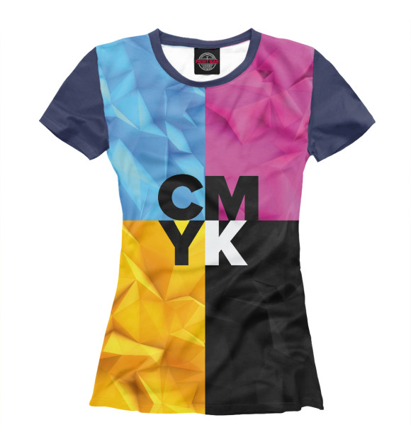 Футболка для девочек с изображением CMYK цвета Белый