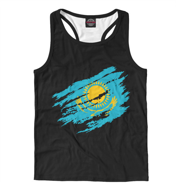 Мужская майка-борцовка с изображением Казахстан цвета Белый