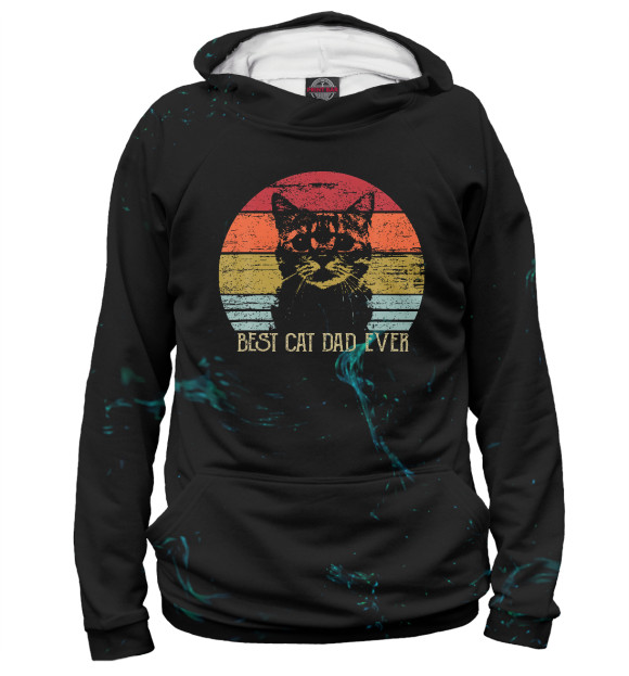 Мужское худи с изображением Best Cat Dad Ever цвета Белый