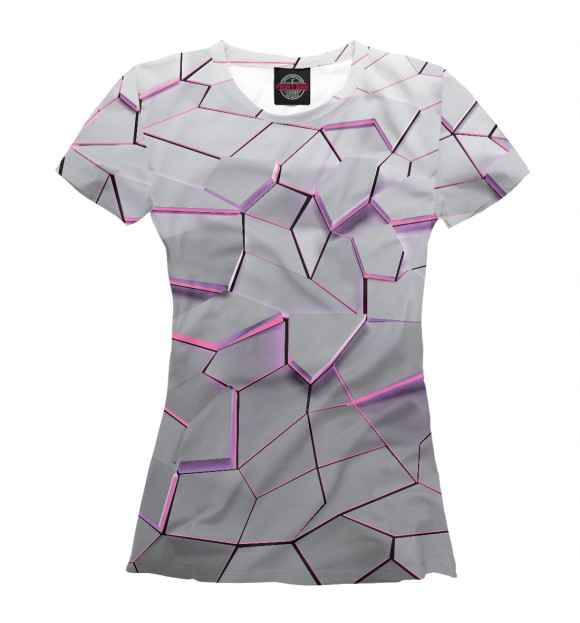 Женская футболка с изображением 3D плиты - неон handeyework цвета Белый