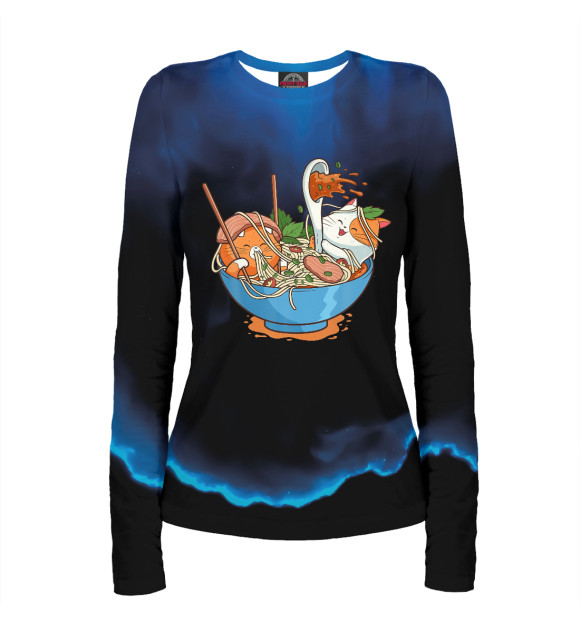 Женский лонгслив с притом Vietnamese Pho Noodle цвета Белый Женский лонгслив с изображением Vietnamese Pho Noodle цвета Белый