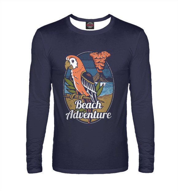 Мужской лонгслив с изображением Попугай цвета Белый