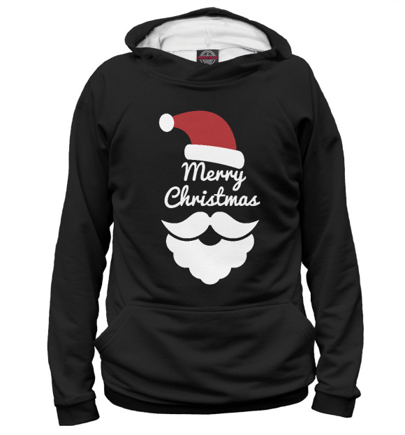Женское худи с изображением Merry Christmas цвета Белый