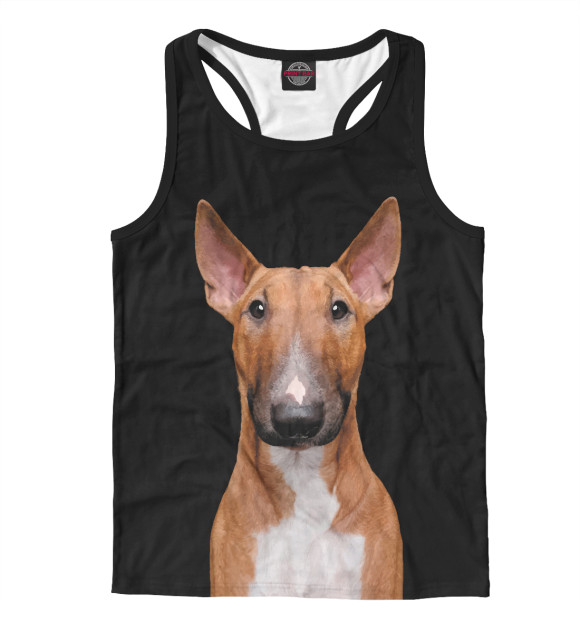 Мужская майка-борцовка с изображением Бультерьер цвета Белый