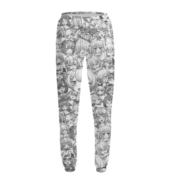 Женские спортивные штаны с изображением Ahegao (Ахегао) цвета Белый