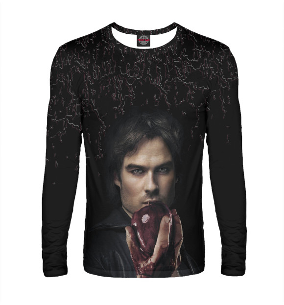 Мужской лонгслив с изображением Дневники вампира цвета Белый