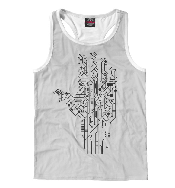 Мужская майка-борцовка с изображением Рука (mech) цвета Белый