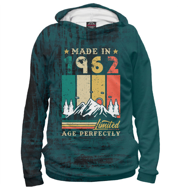 Женское худи с изображением Made in 1962 цвета Белый