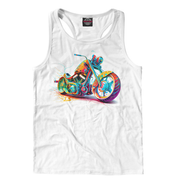 Мужская майка-борцовка с изображением Чоппер в ярких цветах цвета Белый