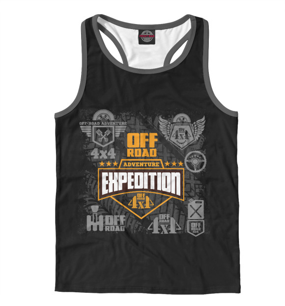 Мужская майка-борцовка с изображением OFF-ROAD  4X4 цвета Белый