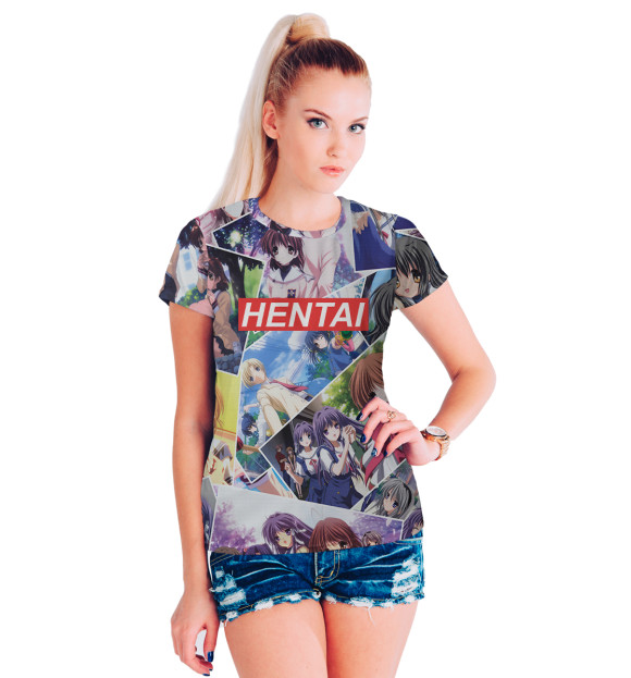 Женская футболка с изображением Hentai цвета Белый
