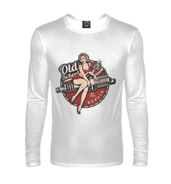 Мужской лонгслив с изображением Сервис цвета Белый