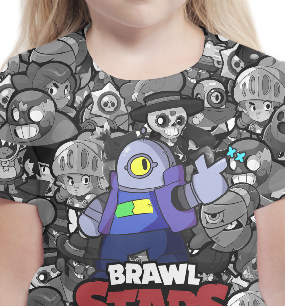 Футболка для девочек с изображением Brawl Stars Ricochet цвета Белый