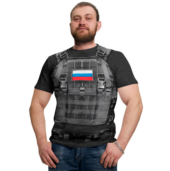 Мужская футболка с изображением Бронежилет- армия России цвета Белый