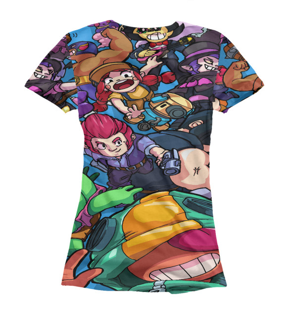 Футболка для девочек с изображением Brawl Stars ВСЕ БРАВЛЕРЫ цвета Белый