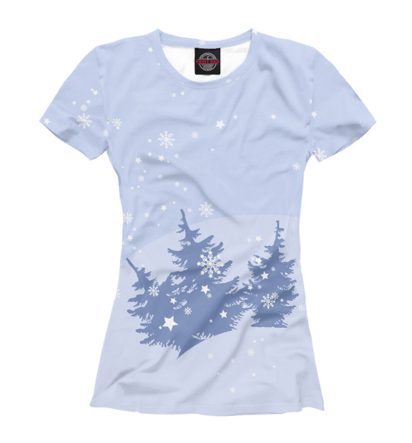 Женская футболка с изображением Елки зимой цвета Белый