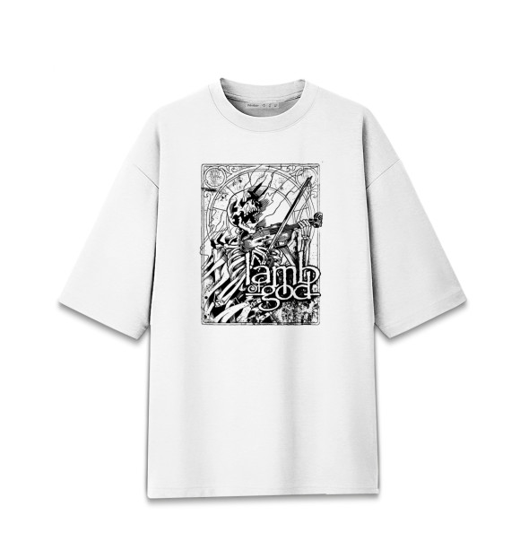 Женская футболка оверсайз с изображением Lamb of God (yellow) цвета Белый