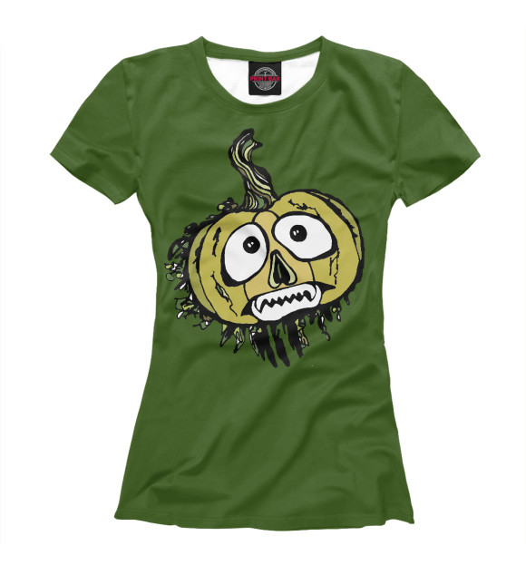 Женская футболка с изображением Тыква зеленая цвета Белый