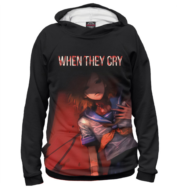 Мужское худи с притом Когда плачут цикады цвета Белый Мужское худи с изображением Когда плачут цикады цвета Белый