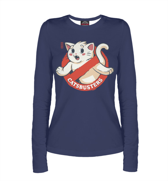 Женский лонгслив с изображением Catsbusters цвета Белый