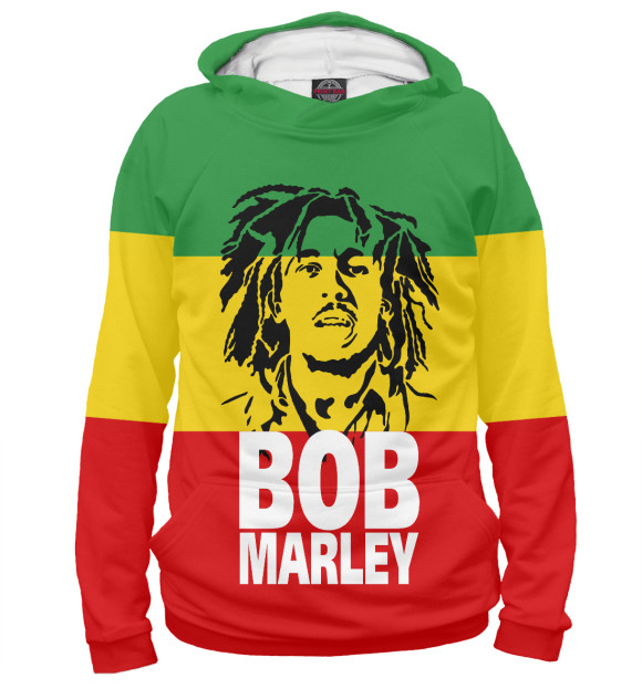 Мужское худи с изображением Bob Marley цвета Белый