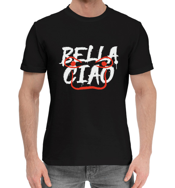 Мужская хлопковая футболка с изображением Bella Ciao цвета Черный