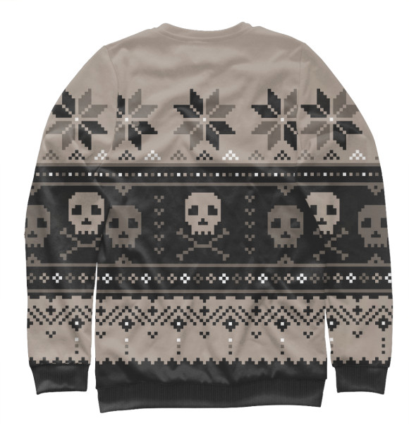 Женский свитшот с изображением Свитер с черепом быка цвета Белый