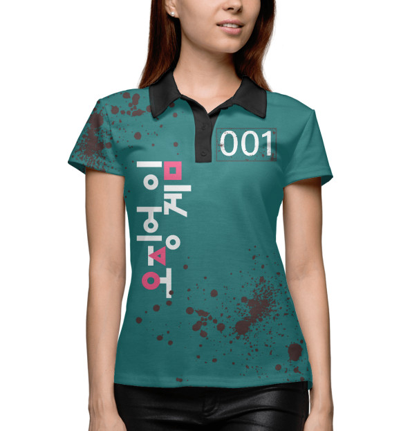 Женское поло с изображением Игра в кальмара цвета Белый