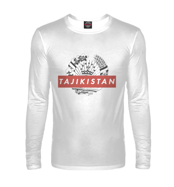 Мужской лонгслив с изображением Tajikistan цвета Белый