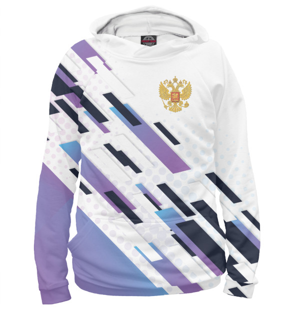 Мужское худи с изображением Россия Sport цвета Белый
