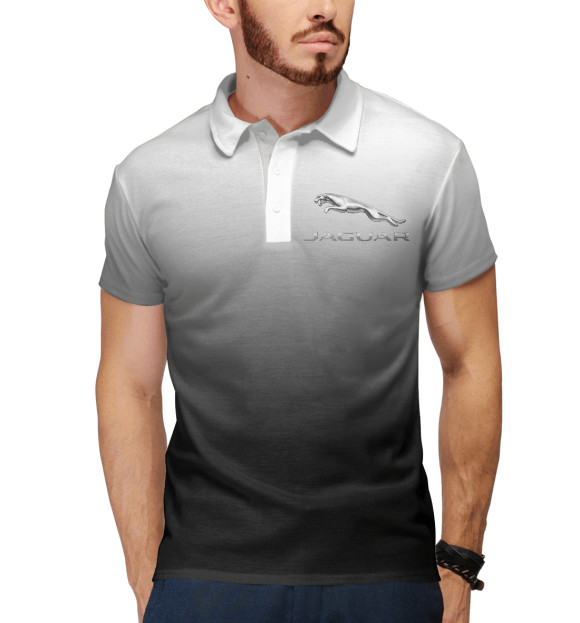 Мужское поло с изображением Jaguar цвета Белый