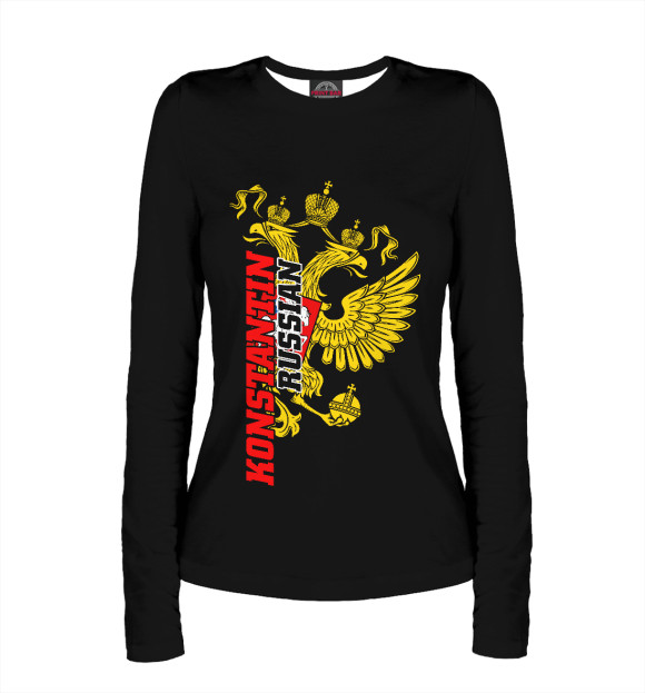 Женский лонгслив с изображением Константин цвета Белый