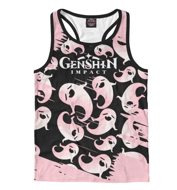 Мужская майка-борцовка с изображением Genshin Impact цвета Белый