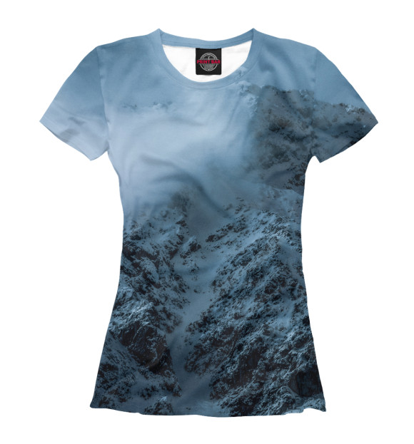 Женская футболка с изображением Снежные горы цвета Белый