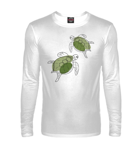 Мужской лонгслив с изображением 2 черепашки цвета Белый
