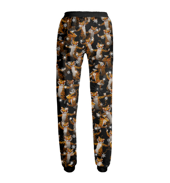 Женские спортивные штаны с изображением Тигры пляшут Новый Год цвета Белый