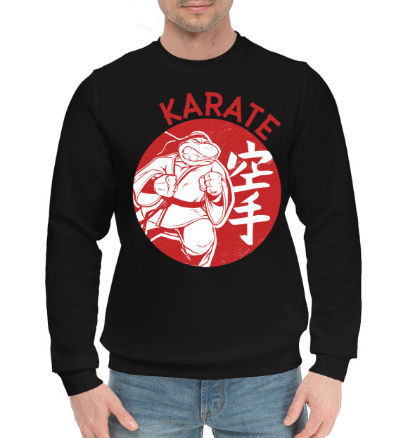 Мужской хлопковый свитшот с изображением Karate цвета Черный