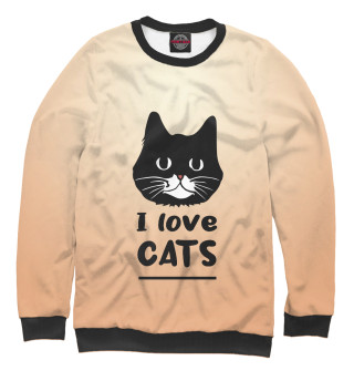 Женский свитшот I love Cats (градиент)