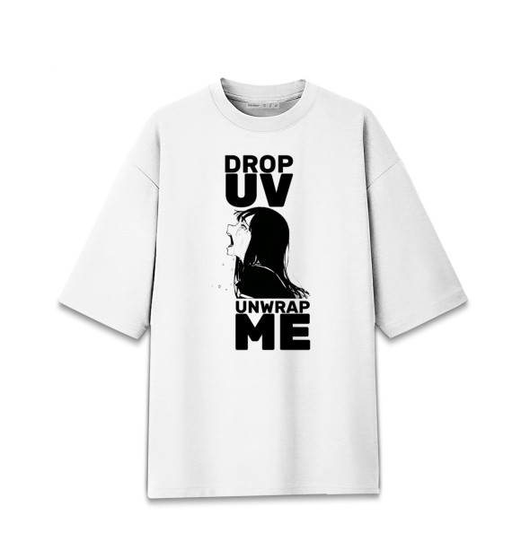 Женская футболка оверсайз с изображением Drop UV UnWrap ME цвета Белый