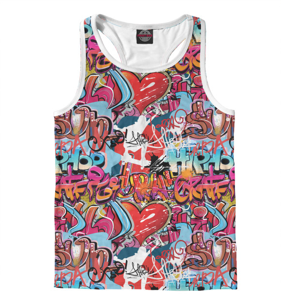 Мужская майка-борцовка с изображением Граффити цвета Белый