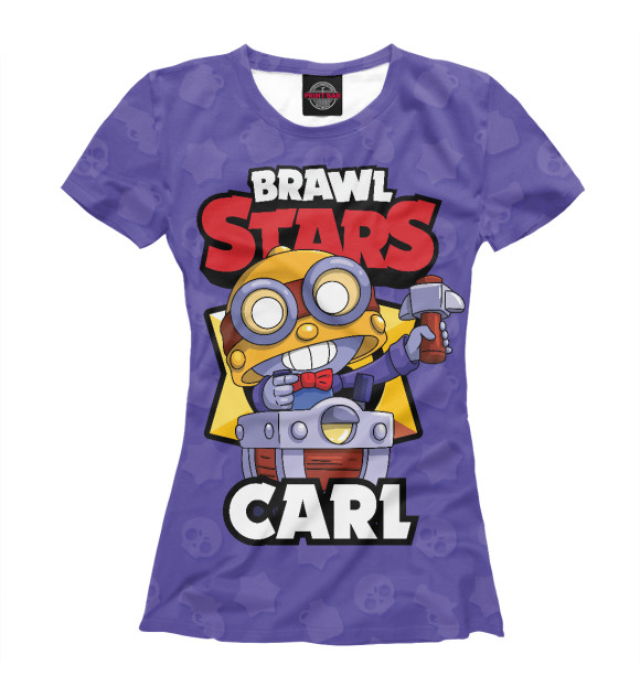 Женская футболка с изображением Brawl stars Carl цвета Белый