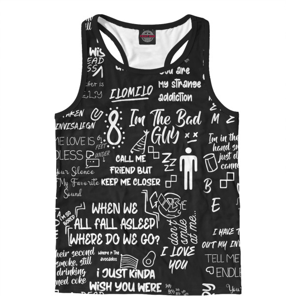 Мужская майка-борцовка с изображением Billie Eilish цвета Белый