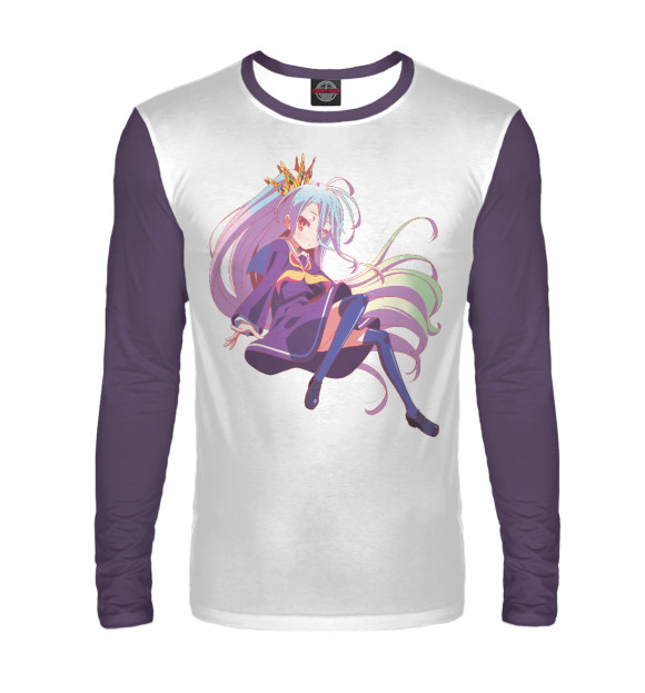 Мужской лонгслив с изображением No Game No Life Широ цвета Белый