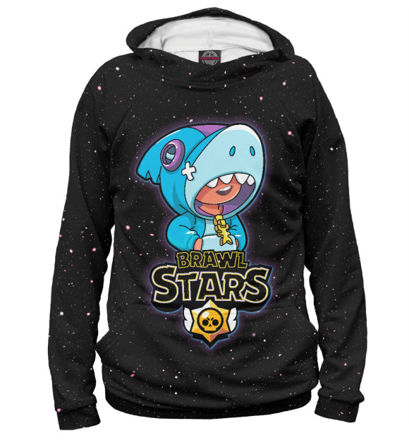 Женское худи с изображением Space Leon Shark цвета Белый
