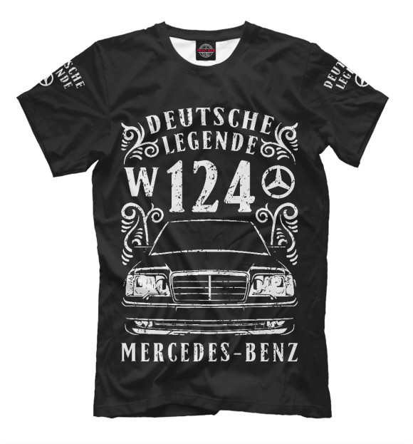 Мужская футболка с изображением Mercedes-Benz W124 цвета Белый