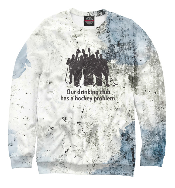 Свитшот для мальчиков с изображением Drinking Club Hockey цвета Белый