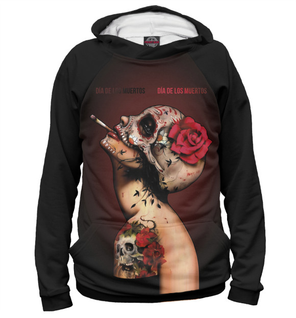 Мужское худи с изображением Ведьма с красной розой цвета Белый